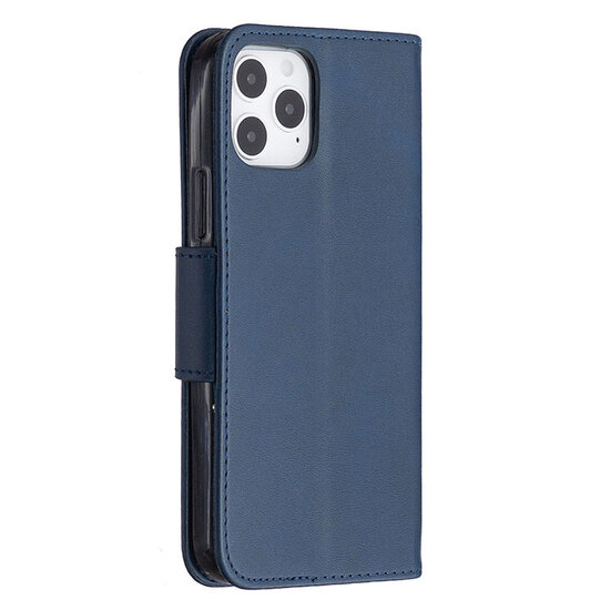 iPhone 12 / iPhone 12 Pro Hoesje - MobyDefend Wallet Book Case Met Koord - Blauw