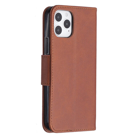 iPhone 12 / iPhone 12 Pro Hoesje - MobyDefend Wallet Book Case Met Koord - Bruin