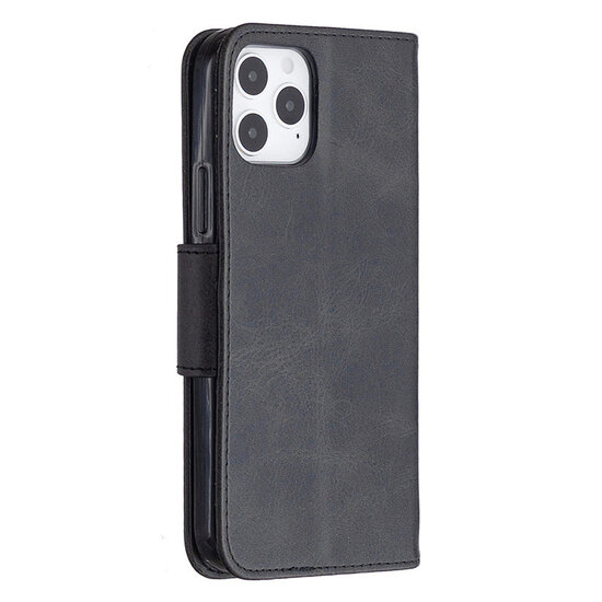 iPhone 12 / iPhone 12 Pro Hoesje - MobyDefend Wallet Book Case Met Koord - Zwart