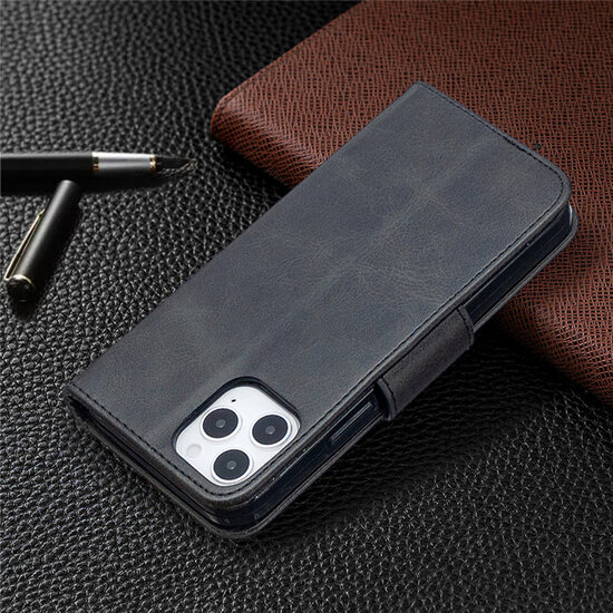 iPhone 12 / iPhone 12 Pro Hoesje - MobyDefend Wallet Book Case Met Koord - Zwart