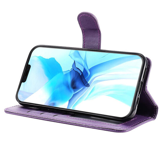 iPhone 12 / iPhone 12 Pro Hoesje - MobyDefend Luxe 2-in-1 Wallet Book Case Met Uitneembare Backcover - Paars
