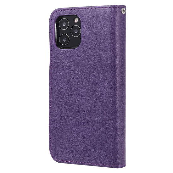 iPhone 12 / iPhone 12 Pro Hoesje - MobyDefend Luxe 2-in-1 Wallet Book Case Met Uitneembare Backcover - Paars