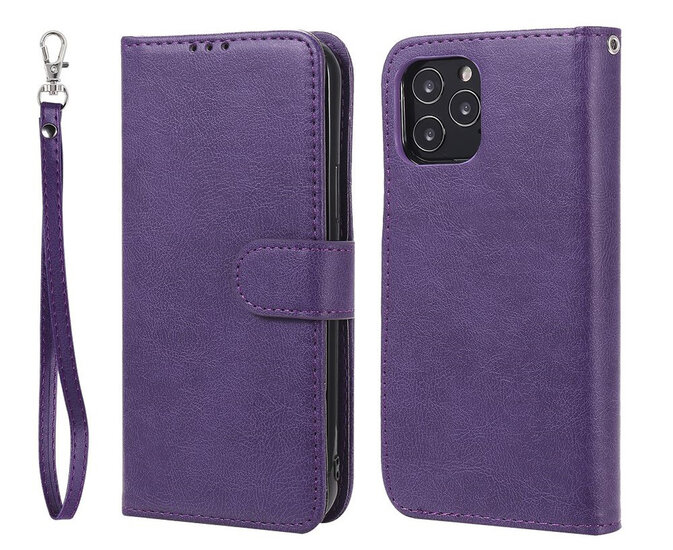 iPhone 12 / iPhone 12 Pro Hoesje - MobyDefend Luxe 2-in-1 Wallet Book Case Met Uitneembare Backcover - Paars