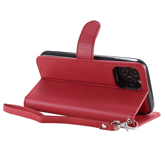 iPhone 12 / iPhone 12 Pro Hoesje - MobyDefend Luxe 2-in-1 Wallet Book Case Met Uitneembare Backcover - Rood