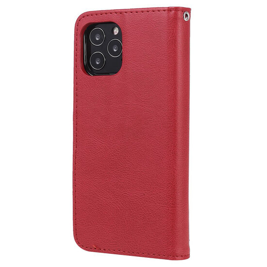 iPhone 12 / iPhone 12 Pro Hoesje - MobyDefend Luxe 2-in-1 Wallet Book Case Met Uitneembare Backcover - Rood