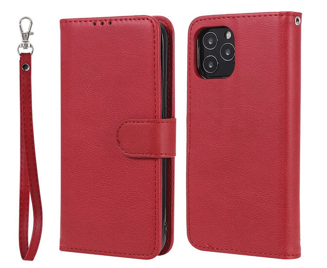 iPhone 12 / iPhone 12 Pro Hoesje - MobyDefend Luxe 2-in-1 Wallet Book Case Met Uitneembare Backcover - Rood
