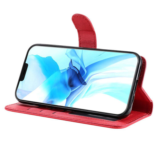 iPhone 12 / iPhone 12 Pro Hoesje - MobyDefend Luxe 2-in-1 Wallet Book Case Met Uitneembare Backcover - Rood