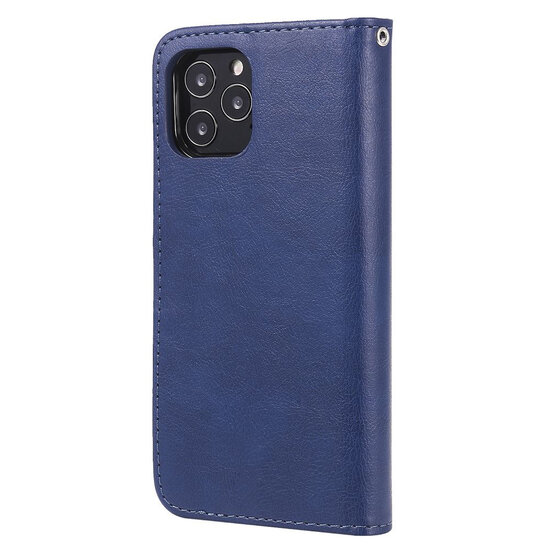 iPhone 12 / iPhone 12 Pro Hoesje - MobyDefend Luxe 2-in-1 Wallet Book Case Met Uitneembare Backcover - Blauw