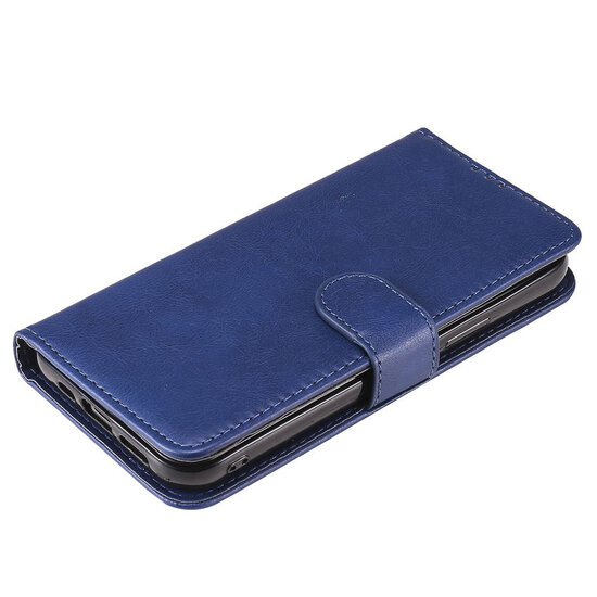 iPhone 12 / iPhone 12 Pro Hoesje - MobyDefend Luxe 2-in-1 Wallet Book Case Met Uitneembare Backcover - Blauw