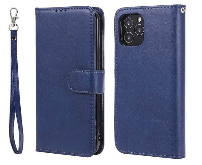 iPhone 12 / iPhone 12 Pro Hoesje - MobyDefend Luxe 2-in-1 Wallet Book Case Met Uitneembare Backcover - Blauw