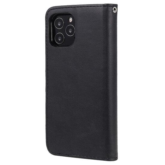 iPhone 12 / iPhone 12 Pro Hoesje - MobyDefend Luxe 2-in-1 Wallet Book Case Met Uitneembare Backcover - Zwart