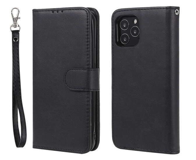 iPhone 12 / iPhone 12 Pro Hoesje - MobyDefend Luxe 2-in-1 Wallet Book Case Met Uitneembare Backcover - Zwart