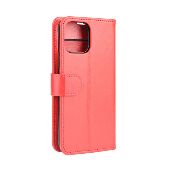 Apple iPhone 12 / iPhone 12 Pro Hoesje - MobyDefend Wallet Book Case (Sluiting Achterkant) - Rood