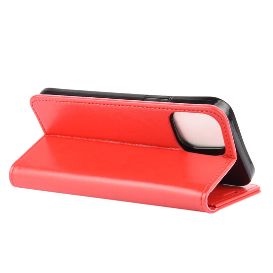 Apple iPhone 12 / iPhone 12 Pro Hoesje - MobyDefend Wallet Book Case (Sluiting Achterkant) - Rood