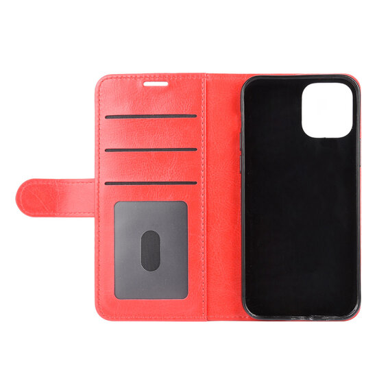 Apple iPhone 12 / iPhone 12 Pro Hoesje - MobyDefend Wallet Book Case (Sluiting Achterkant) - Rood