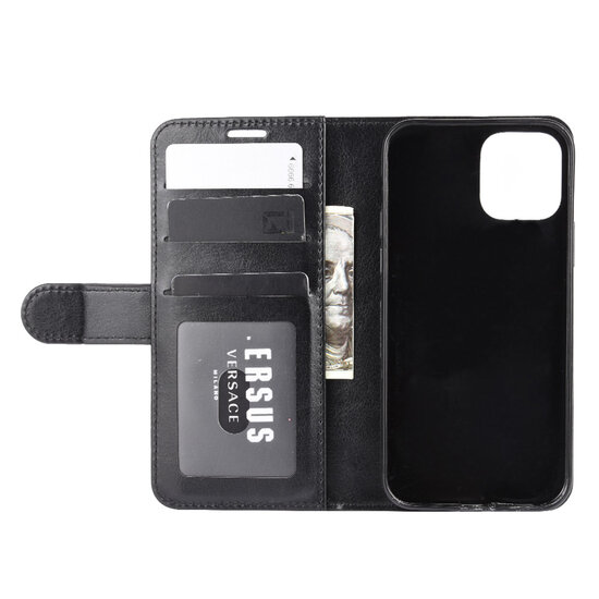 Apple iPhone 12 / iPhone 12 Pro Hoesje - MobyDefend Wallet Book Case (Sluiting Achterkant) - Zwart
