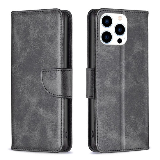 iPhone 15 Pro Hoesje - MobyDefend Wallet Book Case Met Koord - Zwart
