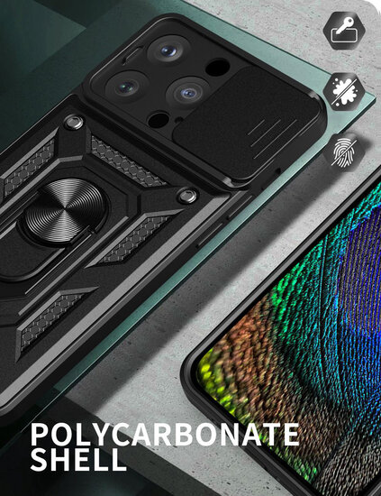 iPhone 15 Pro Hoesje - MobyDefend Pantsercase Met Draaibare Ring - Ros&eacute;