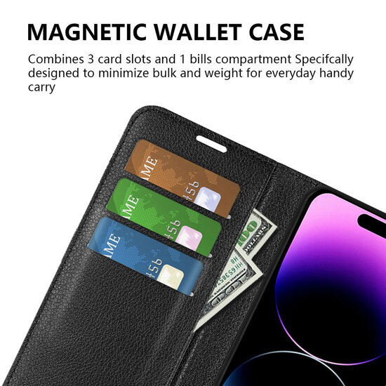 iPhone 15 Pro Hoesje - MobyDefend Kunstleren Wallet Book Case (Sluiting Voorkant) - Zwart
