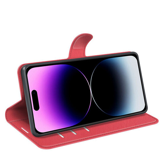iPhone 15 Pro Hoesje - MobyDefend Kunstleren Wallet Book Case (Sluiting Voorkant) - Rood