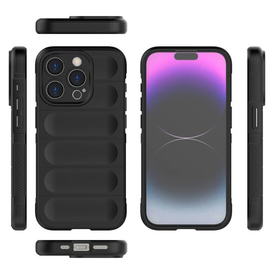 iPhone 15 Pro Hoesje - MobyDefend TPU Gripcase - Zwart