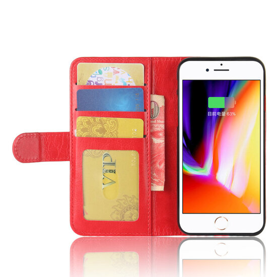 Apple iPhone SE (2020/2022) / iPhone 7 / iPhone 8 Hoesje - MobyDefend Wallet Book Case (Sluiting Achterkant) - Rood