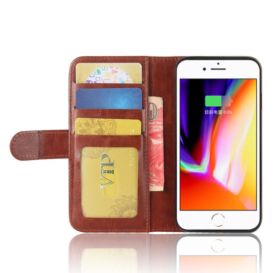 Apple iPhone SE (2020/2022) / iPhone 7 / iPhone 8 Hoesje - MobyDefend Wallet Book Case (Sluiting Achterkant) - Bruin