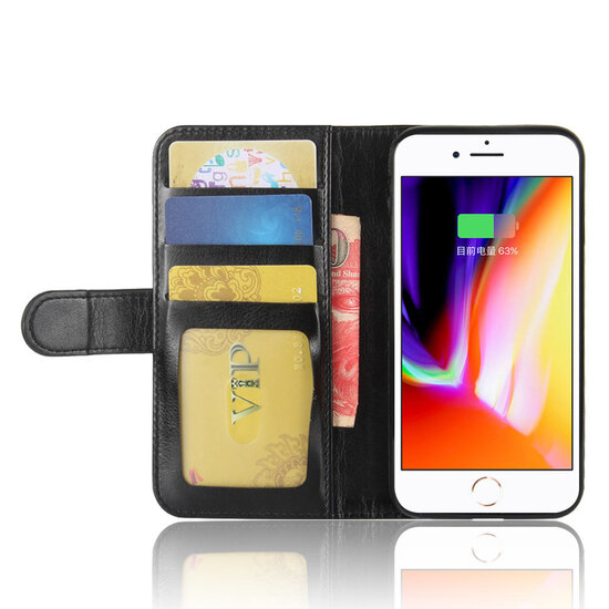 Apple iPhone SE (2020/2022) / iPhone 7 / iPhone 8 Hoesje - MobyDefend Wallet Book Case (Sluiting Achterkant) - Zwart