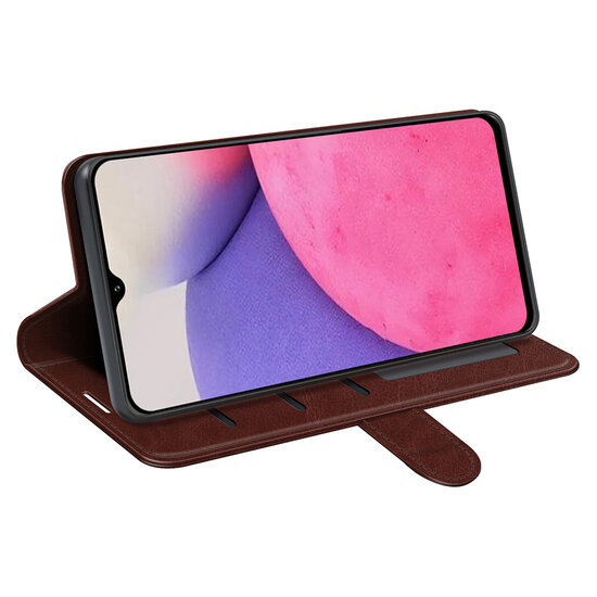 Samsung Galaxy A53 Hoesje - MobyDefend Wallet Book Case (Sluiting Achterkant) - Bruin