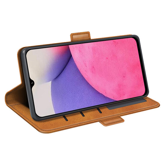 Samsung Galaxy A53 Hoesje - MobyDefend Luxe Wallet Book Case (Sluiting Zijkant) - Lichtbruin