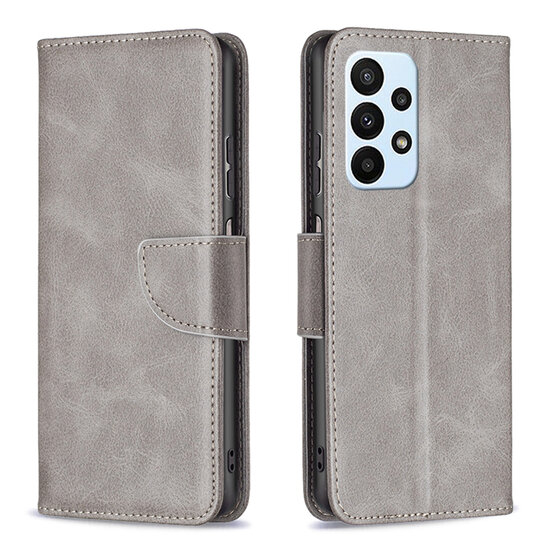 Samsung Galaxy A53 Hoesje - MobyDefend Wallet Book Case Met Koord - Grijs