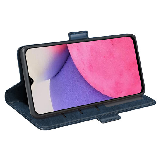 Samsung Galaxy A53 Hoesje - MobyDefend Luxe Wallet Book Case (Sluiting Zijkant) - Blauw