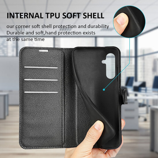 Samsung Galaxy A54 Hoesje - MobyDefend Kunstleren Wallet Book Case (Sluiting Voorkant) - Zwart