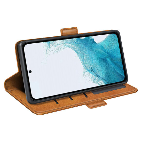 Samsung Galaxy A54 Hoesje - MobyDefend Luxe Wallet Book Case (Sluiting Zijkant) - Lichtbruin