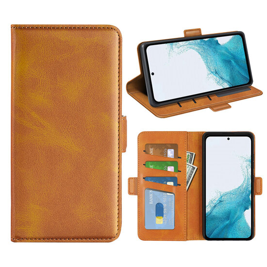 Samsung Galaxy A54 Hoesje - MobyDefend Luxe Wallet Book Case (Sluiting Zijkant) - Lichtbruin