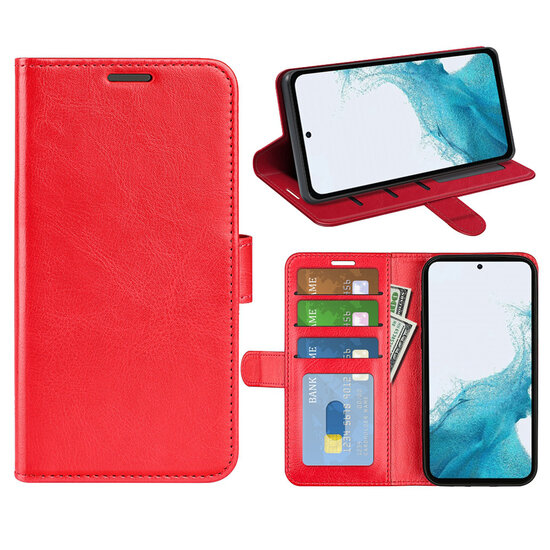 Samsung Galaxy A54 Hoesje - MobyDefend Wallet Book Case (Sluiting Achterkant) - Rood