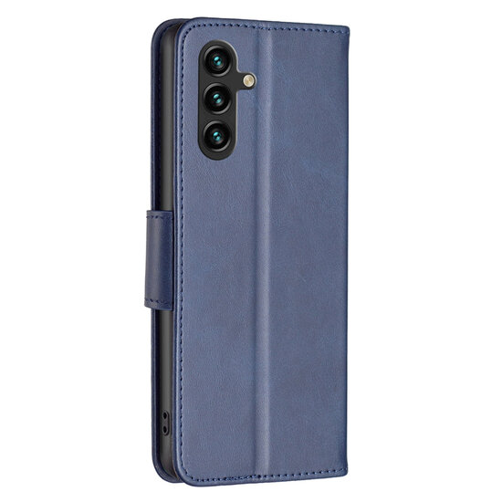 Samsung Galaxy A54 Hoesje - MobyDefend Wallet Book Case Met Koord - Blauw