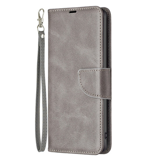 Samsung Galaxy A54 Hoesje - MobyDefend Wallet Book Case Met Koord - Grijs