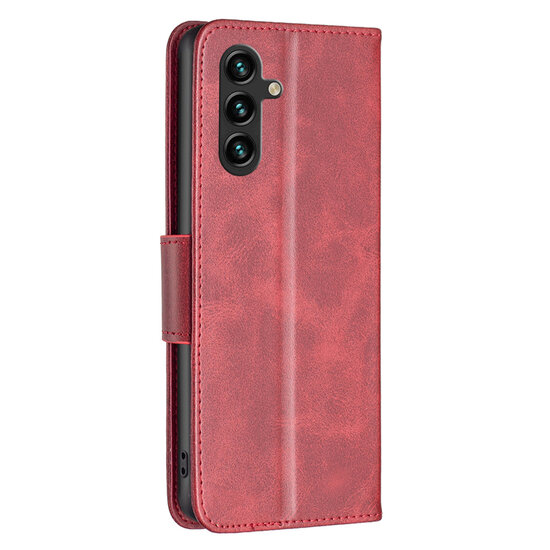 Samsung Galaxy A54 Hoesje - MobyDefend Wallet Book Case Met Koord - Rood