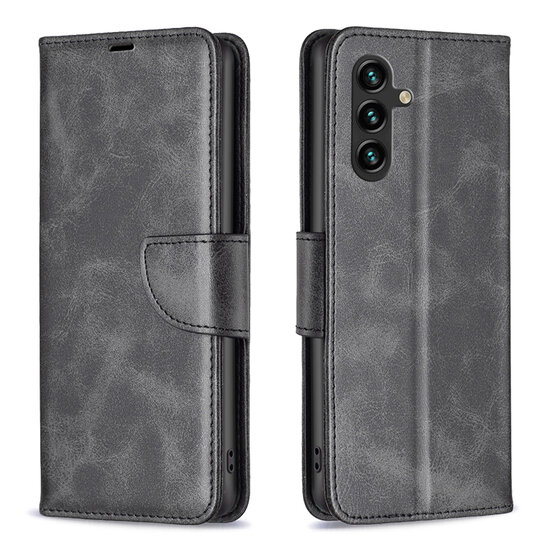Samsung Galaxy A54 Hoesje - MobyDefend Wallet Book Case Met Koord - Zwart