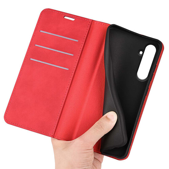 Samsung Galaxy A55 Hoesje - Luxe Wallet Bookcase (Magnetische Sluiting) - Rood