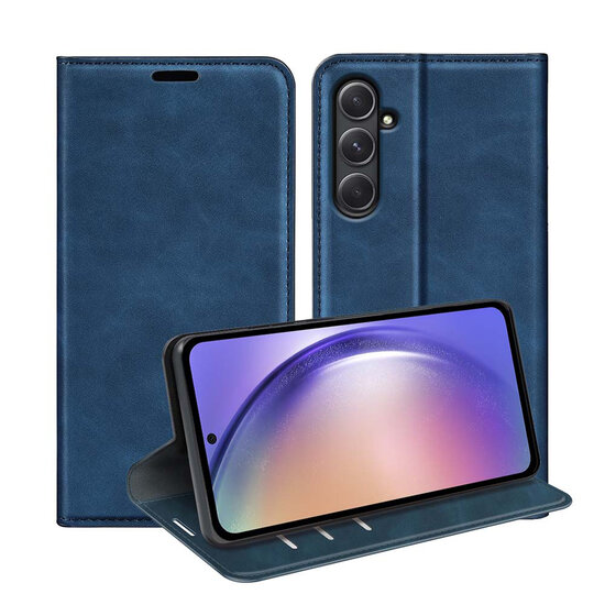 Samsung Galaxy A55 Hoesje - Luxe Wallet Bookcase (Magnetische Sluiting) - Blauw