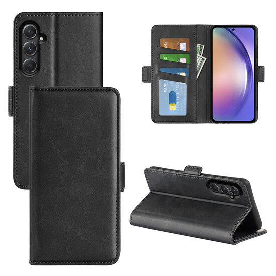 Samsung Galaxy A55 Hoesje - MobyDefend Luxe Wallet Book Case (Sluiting Zijkant) - Zwart