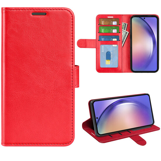Samsung Galaxy A55 Hoesje - MobyDefend Wallet Book Case (Sluiting Achterkant) - Rood