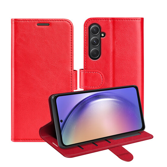 Samsung Galaxy A55 Hoesje - MobyDefend Wallet Book Case (Sluiting Achterkant) - Rood