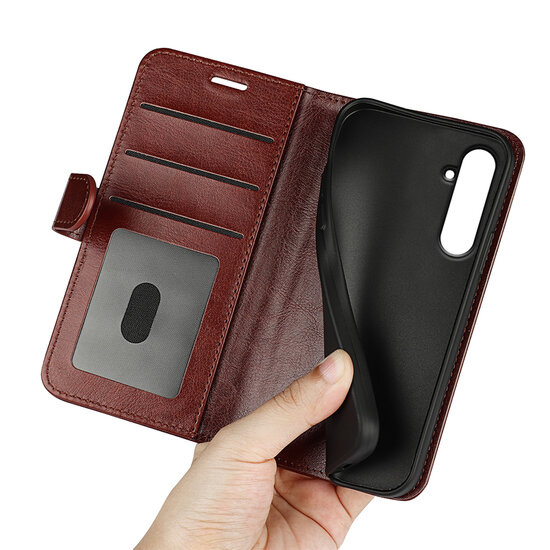 Samsung Galaxy A55 Hoesje - MobyDefend Wallet Book Case (Sluiting Achterkant) - Bruin