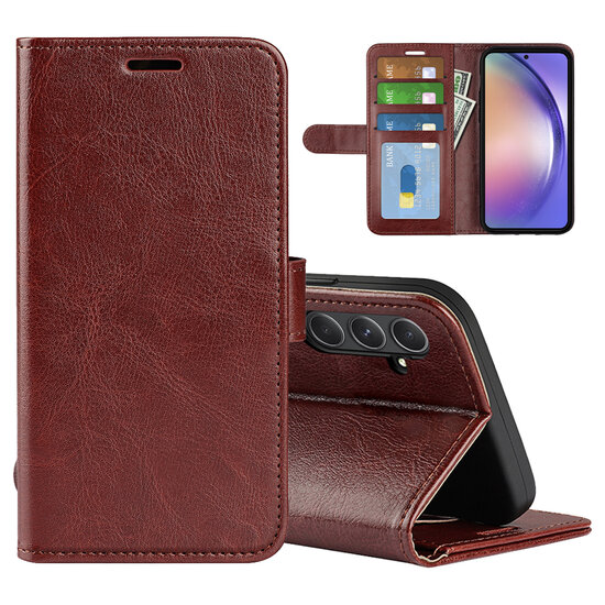 Samsung Galaxy A55 Hoesje - MobyDefend Wallet Book Case (Sluiting Achterkant) - Bruin