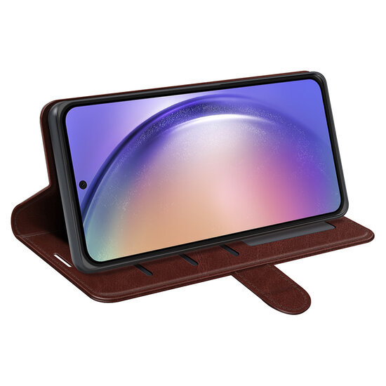 Samsung Galaxy A55 Hoesje - MobyDefend Wallet Book Case (Sluiting Achterkant) - Bruin