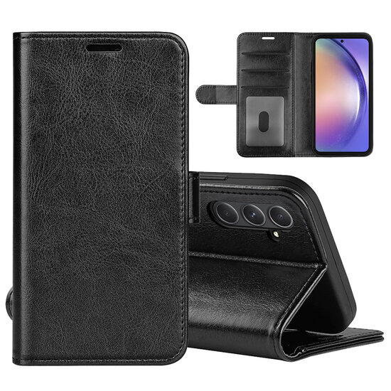 Samsung Galaxy A55 Hoesje - MobyDefend Wallet Book Case (Sluiting Achterkant) - Zwart