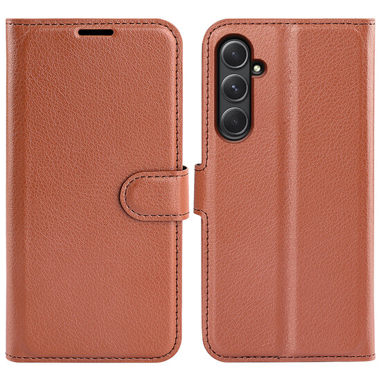 Samsung Galaxy A55 Hoesje - MobyDefend Kunstleren Wallet Book Case (Sluiting Voorkant) - Bruin